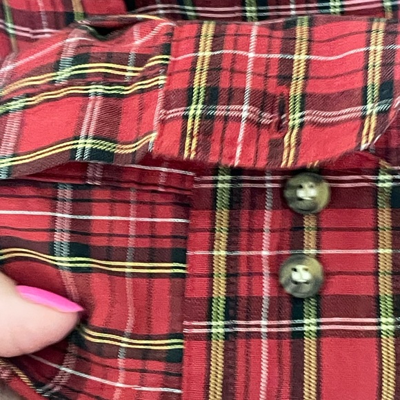 Universite De Paris Sorbonne Red Plaid Men’s Button Down Shirt Size Medium - Picture 3 of 6